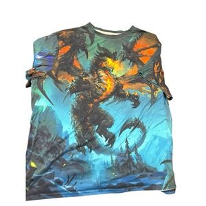 6XL Lava Dragon Graphic T-Shirt Fantasy Fire Monster Big & Tall All Over Print